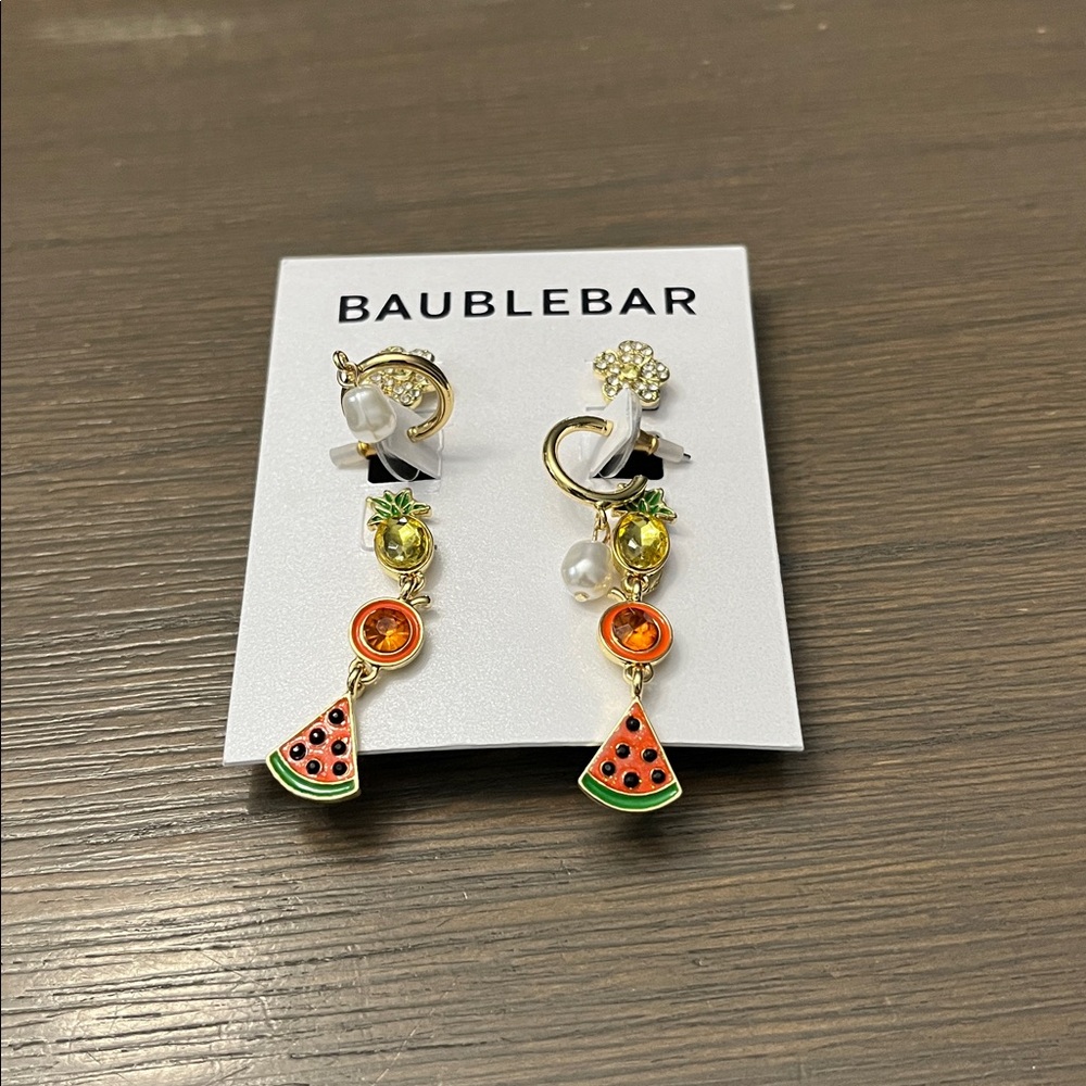 New! BaubleBar Tropical Fruit Drop Earrings set. 3 pair